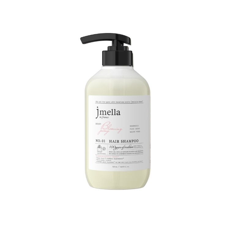 Shampoing parfumé Peony en fleurs Jmella in France , lissant et nourrissant pour cheveux secs 500 ml