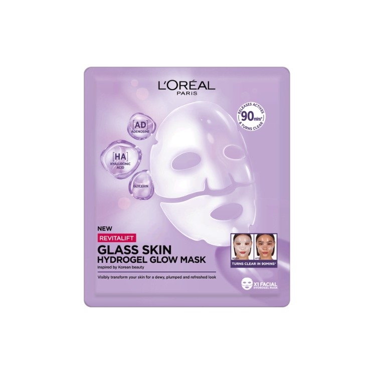 L'Oreal Paris Revitalift Glass Skin hydro gel verhelderend sheetmasker (1 stuk)