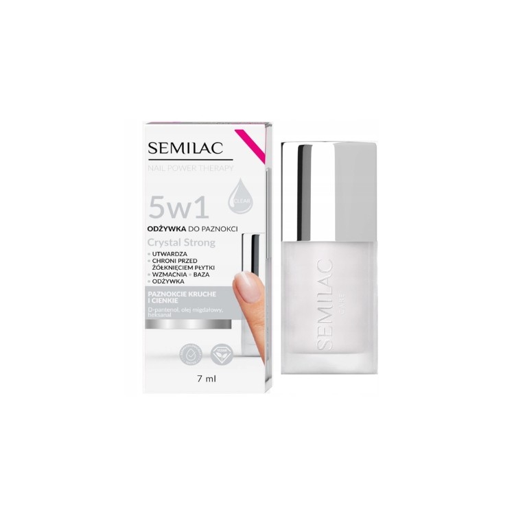 Soin revitalisant 5 en 1 Semilac Nail Power Therapy pour ongles cassants et fins Crystal Strong 7 ml