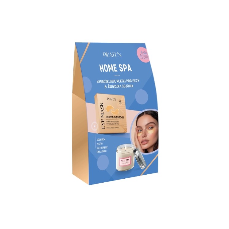 Patchs pour les yeux hydro Pilaten Home Spa (60 unités) + Mini bougie de soja