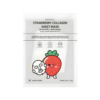 Masque en tissu BonnyHill au Collagen Strawberry revitalisant et hydratant, 1 pièce