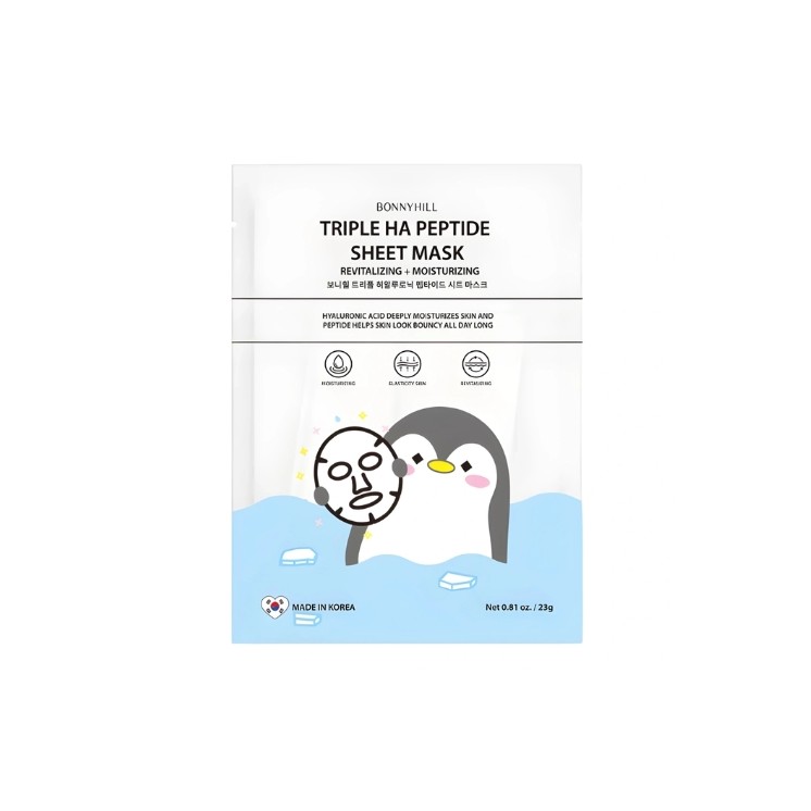 Masque en tissu BonnyHill Triple HA Peptide, revitalisant et hydratant, 1 pièce