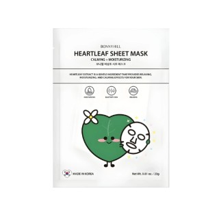 Masque en tissu BonnyHill Heartleaf, apaisant et hydratant pour le visage (1 pièce)