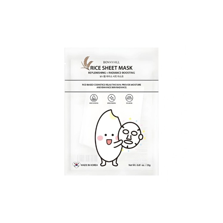 Masque en feuille de riz BonnyHill , nourrissant et éclaircissant, 1 pièce