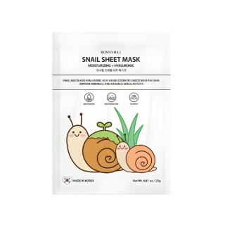Masque en tissu BonnyHill Snail hydratant et à l'acide hyaluronique (1 pièce)
