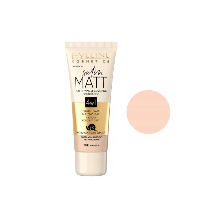 Fond de teint matifiant Satin Matt Eveline /102/ Vanilla 30 ml