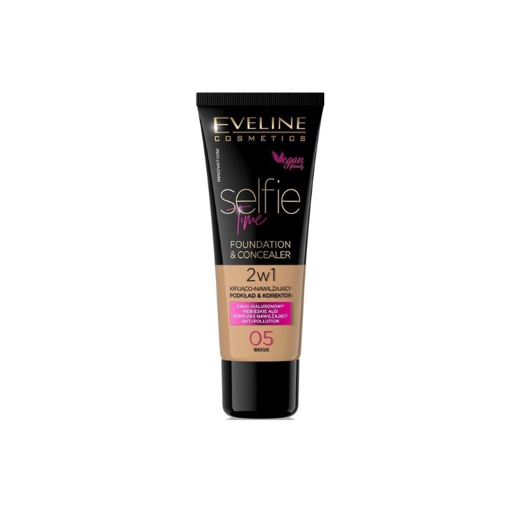 Eveline Selfie Time 2-in-1 Covering and Moisturizing Foundation /05/ Beige 30 ml