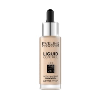 Fond de teint liquide Eveline Liquid Control en flacon compte-gouttes /001/ Porcelain 32 ml