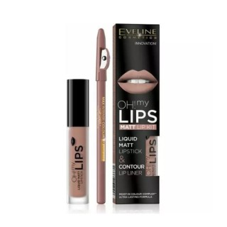 Eveline OH My Lips Matte Liquid Lipstick 4.5 5 ml + Lip Liner Set /01/ Neutral Nude