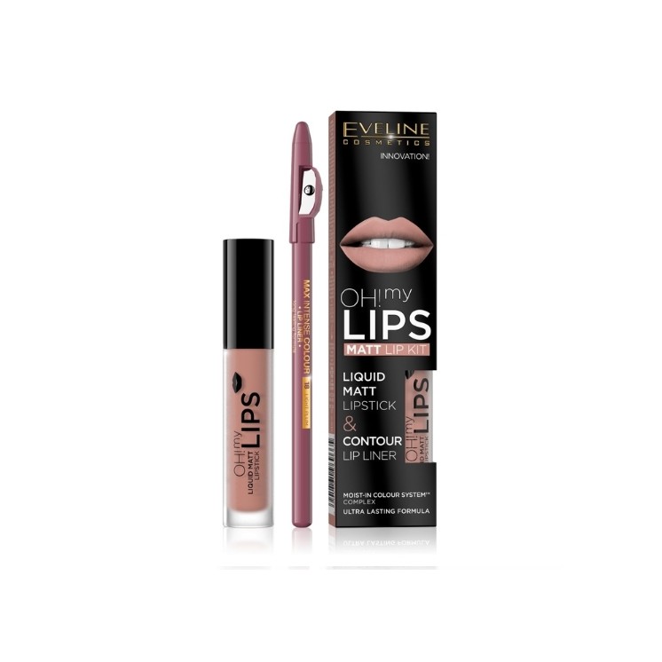 Eveline OH My Lips Rouge à lèvres liquide mat 4,5 5 ml + Crayon à lèvres /08/ Lovely Rose