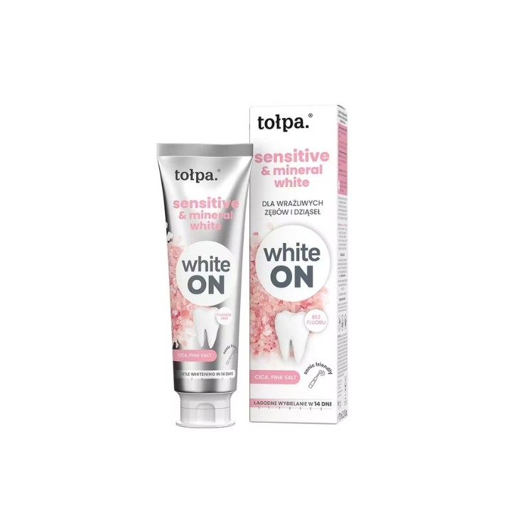 Dentifrice blanc Tołpa White On Sensitive & Mineral White pour dents et gencives sensibles 75 ml