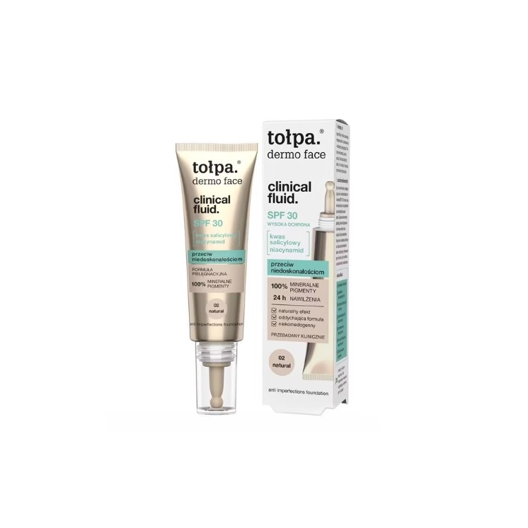Fond de teint fluide anti-imperfections Tołpa Dermo Face Clinical SPF30 /02/ Natural 25 ml