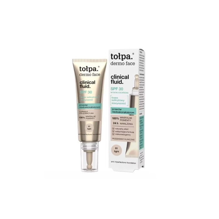 Fond de teint fluide anti-imperfections Tołpa Dermo Face Clinical SPF30 /01/ Light 25 ml