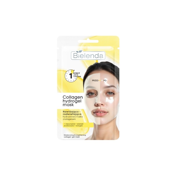 Masque hydrogel Collagen Bielenda , masque hydratant et illuminateur pour le visage (1 pièce)