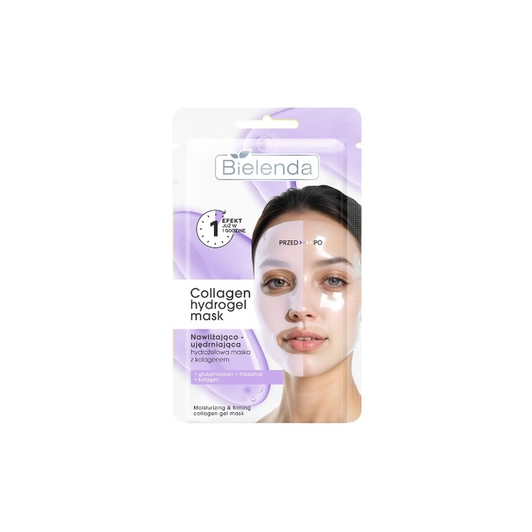 Masque hydrogel Collagen Bielenda , masque hydratant et raffermissant pour le visage (1 pièce)