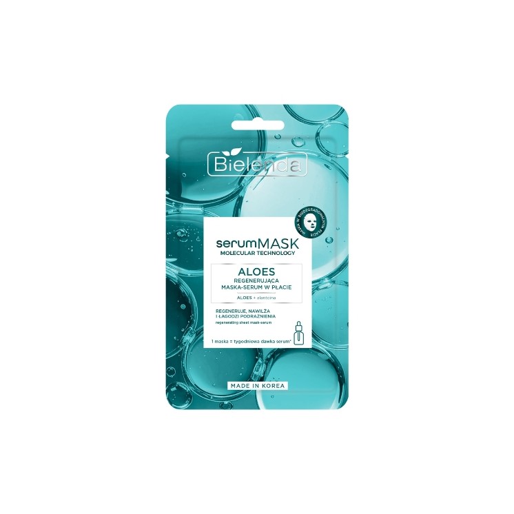 Masque en tissu régénérant au sérum d'aloe vera Bielenda serumMASK Molecular Technology - 1 pièce