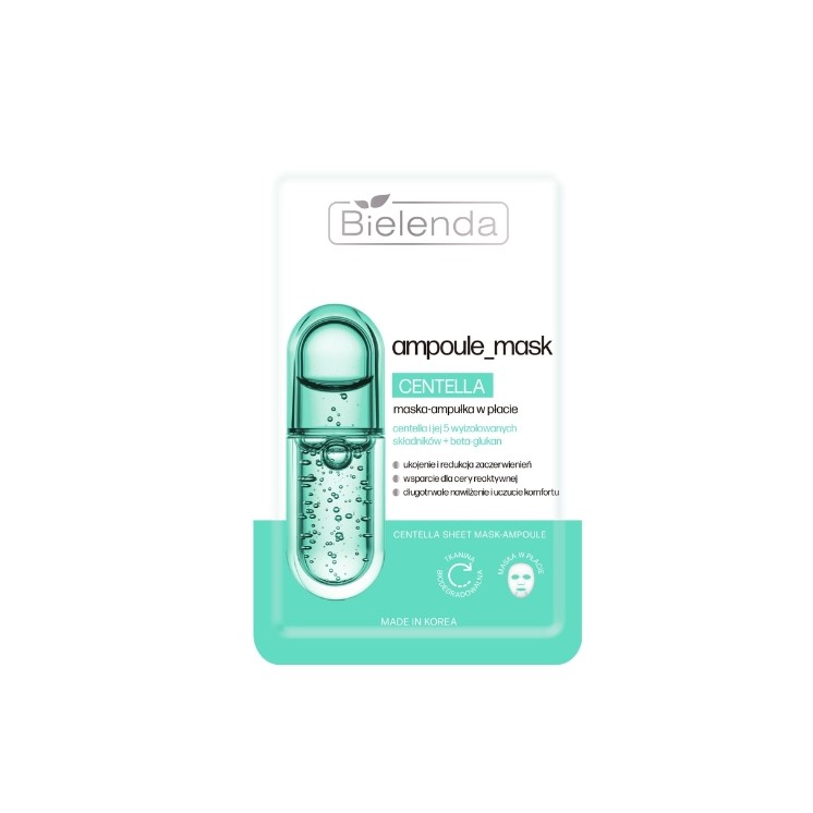 Bielenda Ampoule_mask réduisant les rougeurs Masque en tissu Centella Ampoule 1 pièce