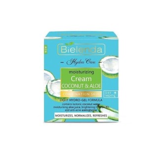 Crème hydratante visage Bielenda Hydra Care kokos et à l'aloe vera pour peaux mixtes à grasses 50 ml