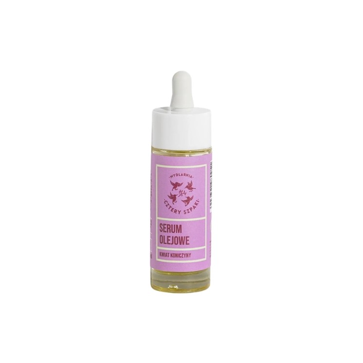 Sérum huileux Mydlarnia Cztery Szpaki pour le visage, le cou et le décolleté, motif trèfle, 30 ml