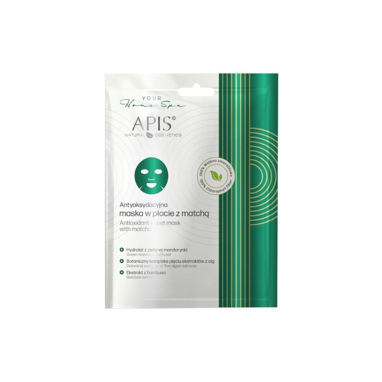 Антиоксидантна тканинна маска Apis Your Home Spa з матча 1 шт.