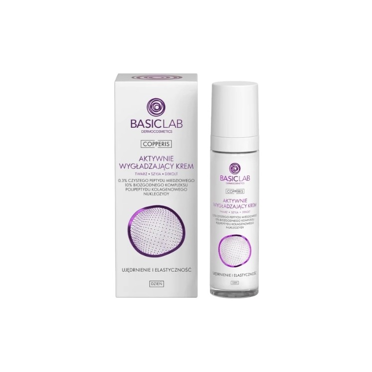 Денний крем для обличчя BasicLab Copperis Active Smoothing 0,3 3% з чистим мідним пептидом для зміцнення та еластичності 50
