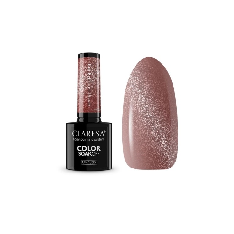 Гібридний лак для нігтів Claresa Nude Glow Cat Eye / Light Peach / 5 г