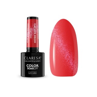 Лак для нігтів Claresa Cat Eye неоновий гібридний Light Pink 5 г