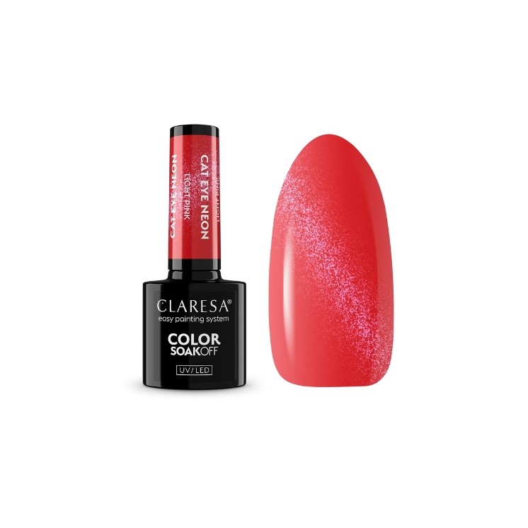 Лак для нігтів Claresa Cat Eye неоновий гібридний Light Pink 5 г