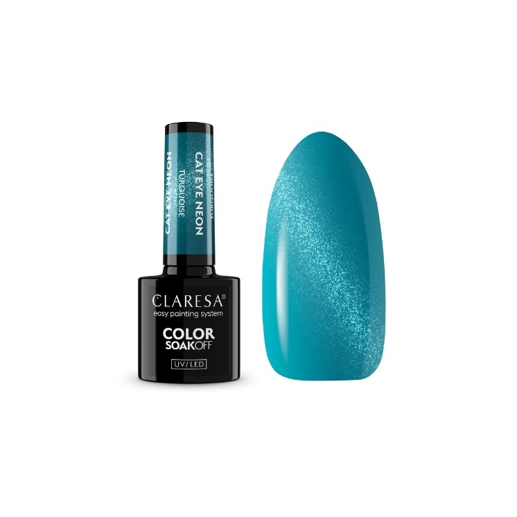 Лак для нігтів Claresa Cat Eye Neon Hybrid Turquoise 5