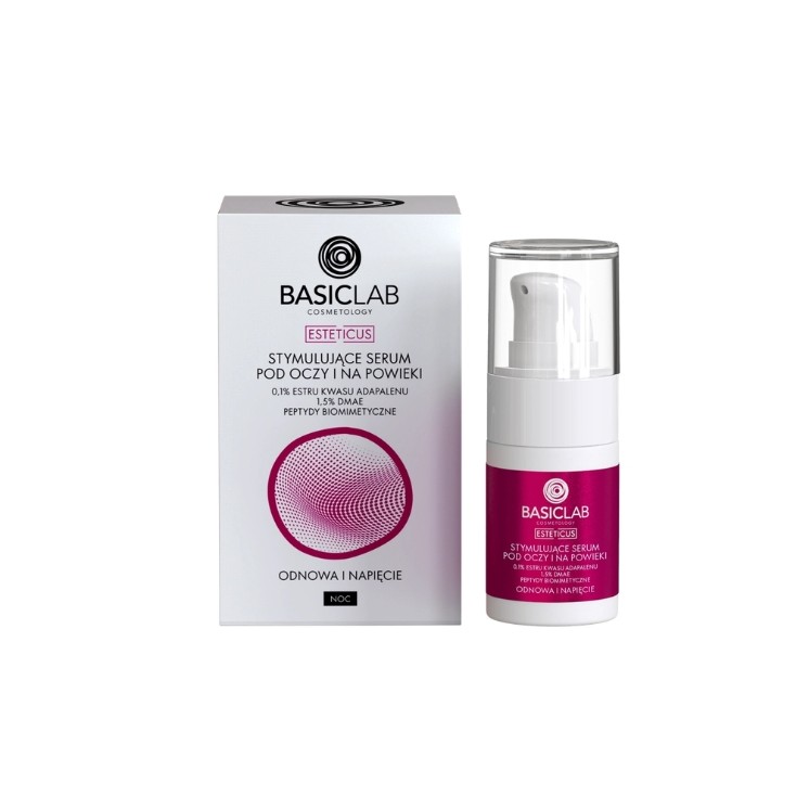 BasicLab Esteticus stimulerend oog- en ooglidserum 0,1 1% adapaleenzuurester voor de nacht 15 ml