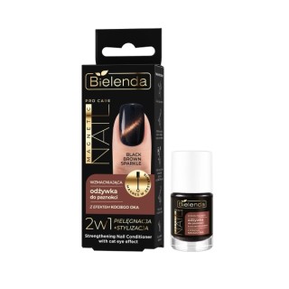 Bielenda Pro Care Magnetische Nagelverharder met Cat Eye Effect Black Brown Sparkle 5 ml