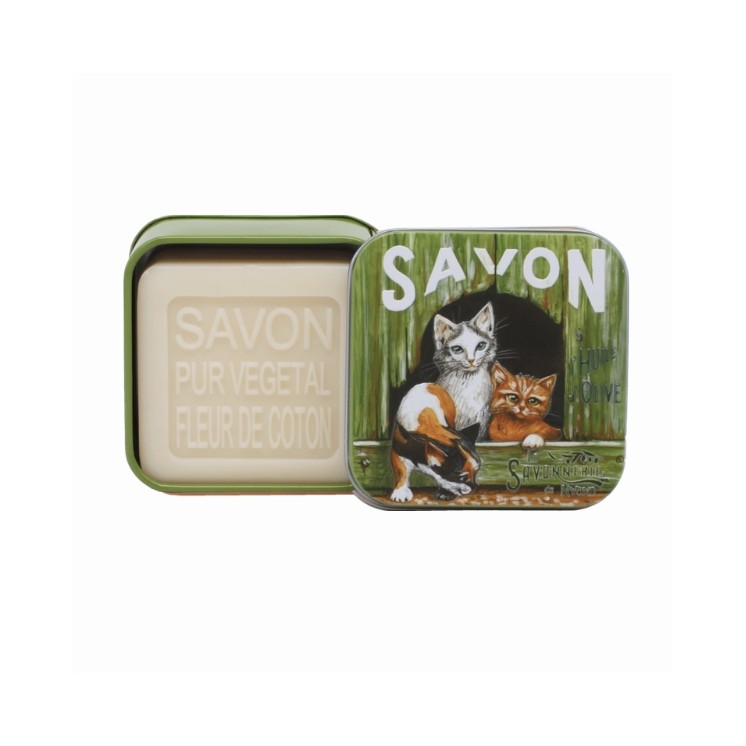 La Savonnerie de Nyons perfumed Soap in a tin Cats 100 g